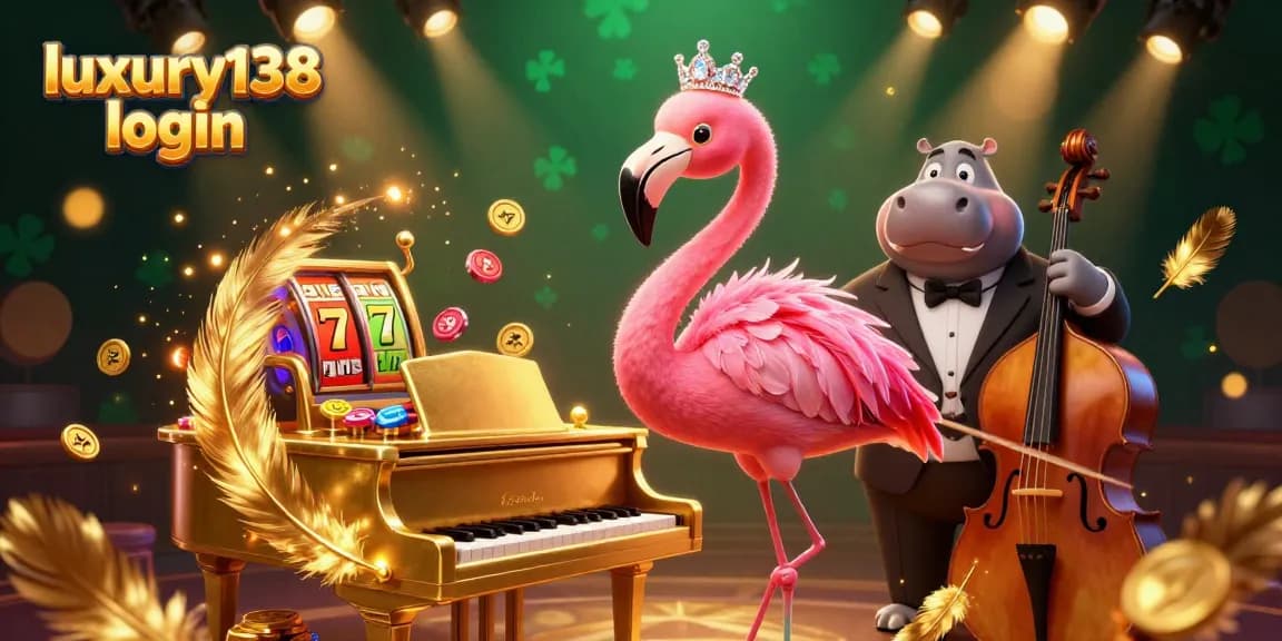 Experience luxury138 login at the casino with vibrant characters, games, and lively ambiance.