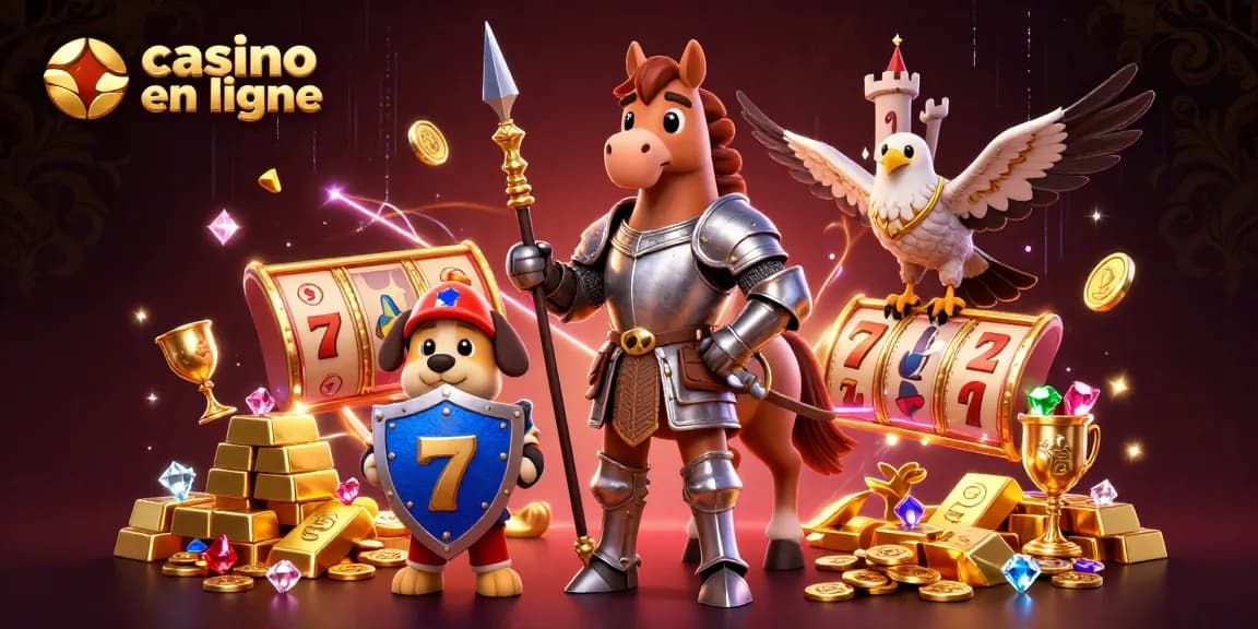 Vivez l'excitation au casino en ligne avec un chevalier, un chiot et un faucon au milieu d'un trésor.