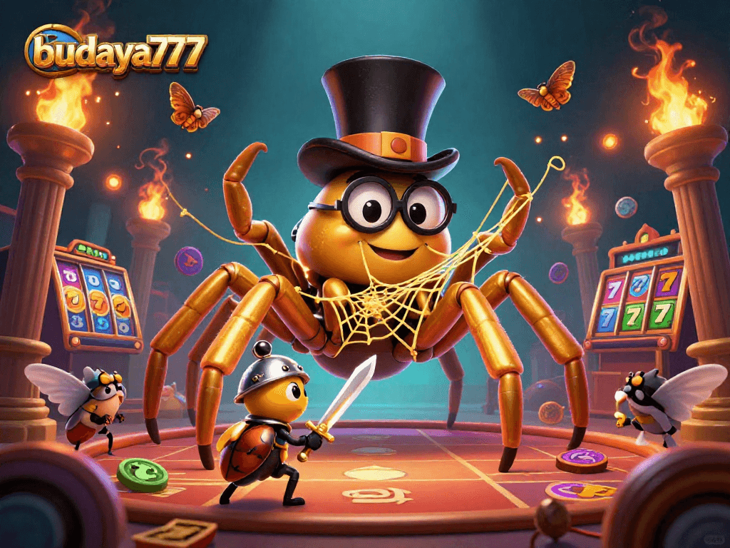 Bergabunglah dengan petualangan di budaya777 dengan laba-laba emas dan keseruan jackpot kasino.