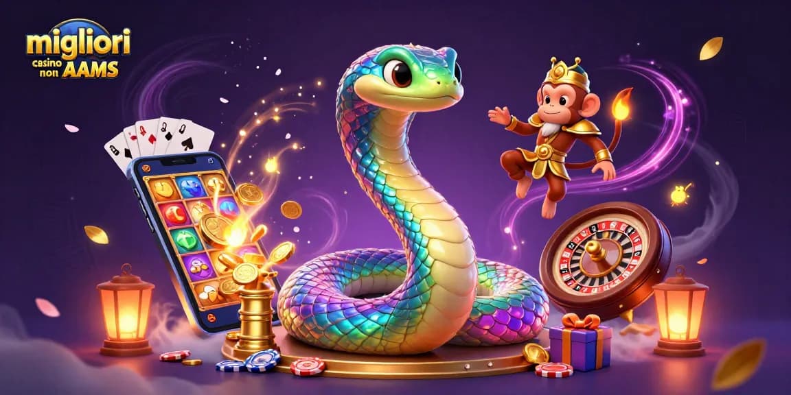 Migliori casino non AAMS: Scopri un mondo di giochi con serpentini e monete dorate.