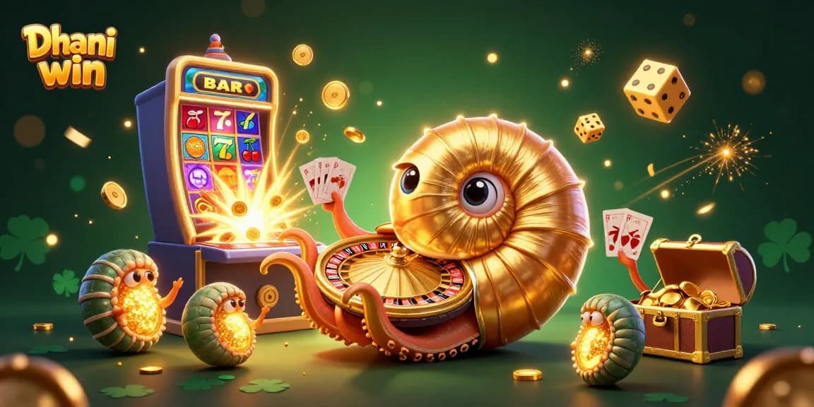 Spin and win with Dhani win's exciting slots, golden coins bursting throughout the vibrant scene.