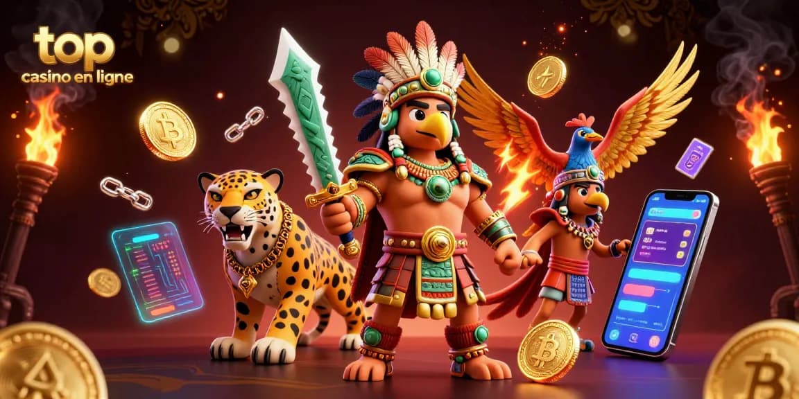 Gagnez gros avec top casino en ligne grâce à des guerriers aztèques et des pièces de crypto-monnaie scintillantes.