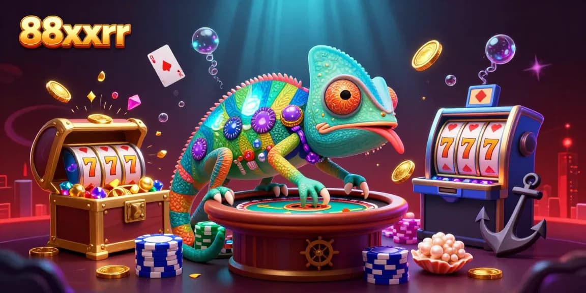 Experience the vibrant 88xxrr casino world with a chameleon owner and dynamic game elements.