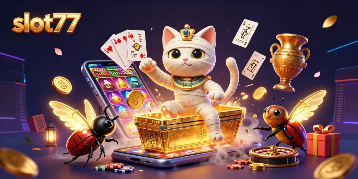 Spin and win with slot77 in a vibrant, action-packed casino scene featuring dynamic game elements.