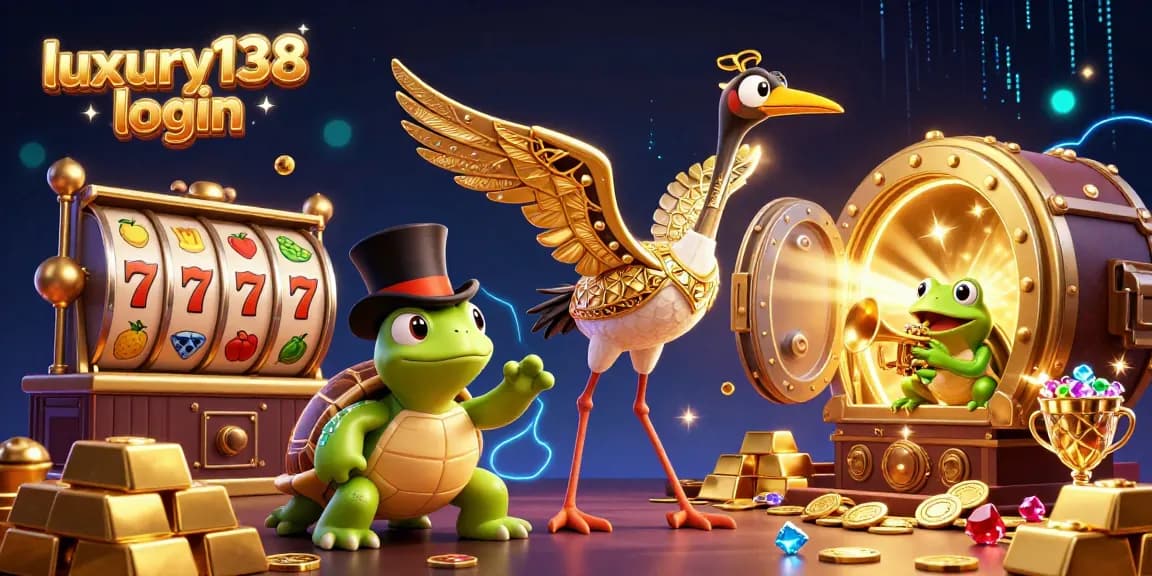 Spin the luxury138 login slots as a gold vault bursts with treasures in a dazzling casino scene.