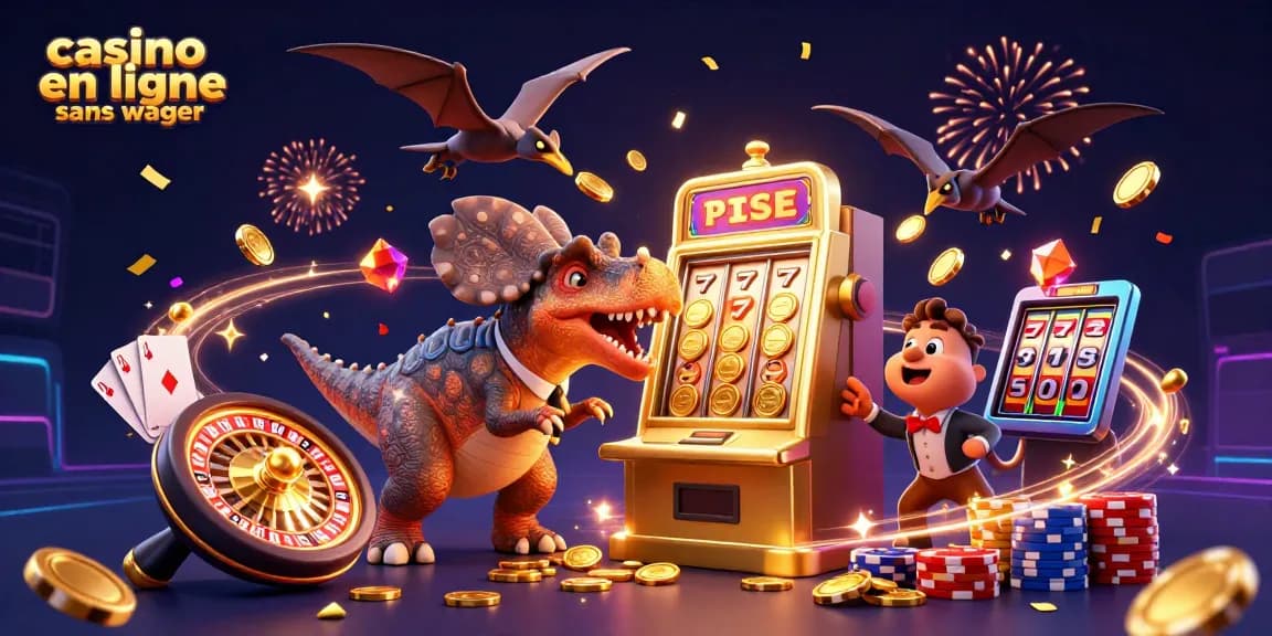 Casinos en ligne sans wager: un pachycephalosaurus gagne des pièces dorées devant une machine à sous
