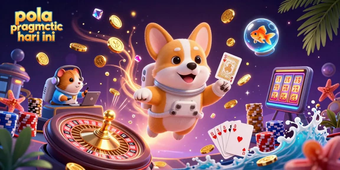 Experience pola pragmatic hari ini with exciting floating casino elements and vibrant characters.