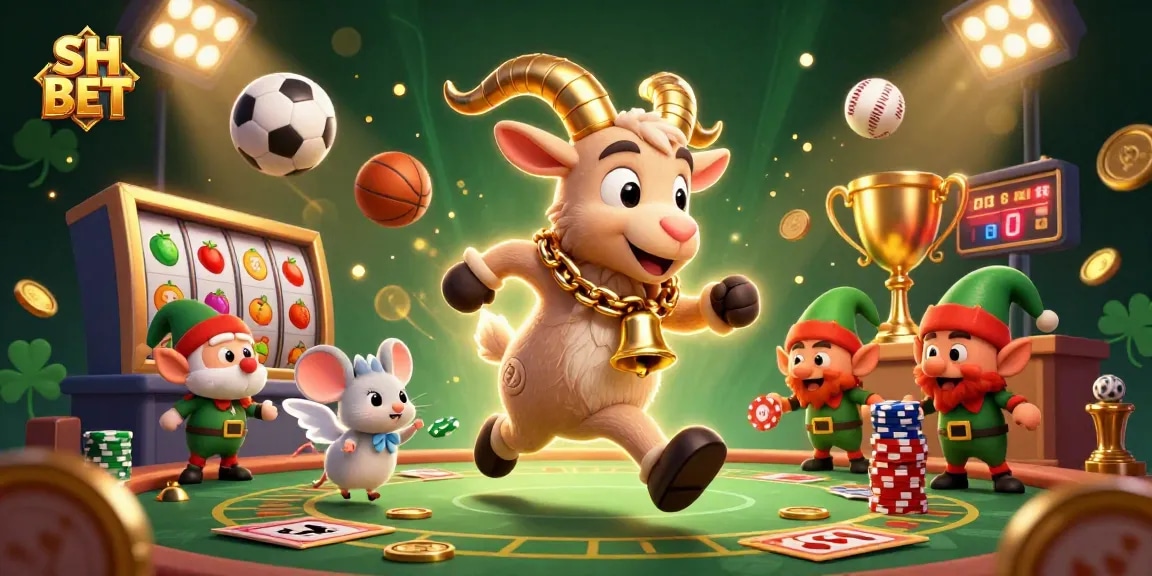 SH BET's festive casino scene featuring Krampus and elf gremlins amidst dynamic games of chance.