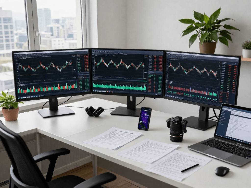 交易者在分析市场趋势，使用MetaTrader 5进行金融交易。