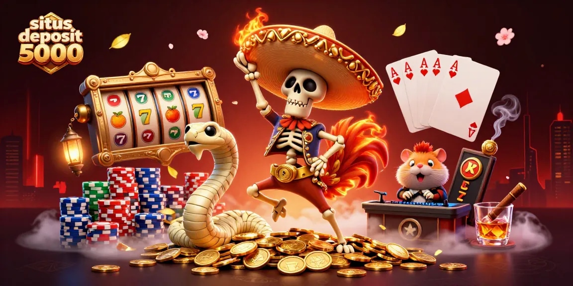 Experience thrilling wins with the animated scene of situs deposit 5000 players enjoying jackpots.