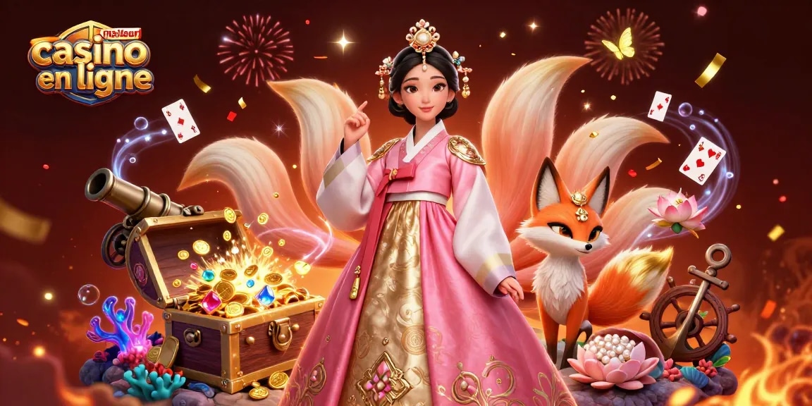 Engagez le joueur au meilleur casino en ligne avec une scène de fortune, des couleurs riches et des symboles captivants.