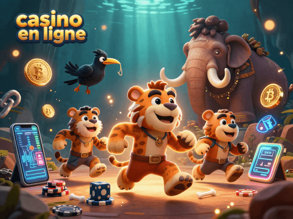 Jouez dans un casino en ligne avec un duo préhistorique et des éléments modernes de crypto-monnaie.