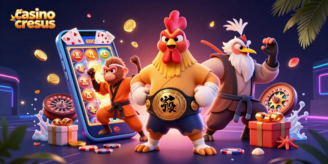 Découvrez des jeux palpitants au casino cresus avec une scène 3D dynamique mettant en avant des personnages uniques et des éléments de jeu de hasard dynamiques.