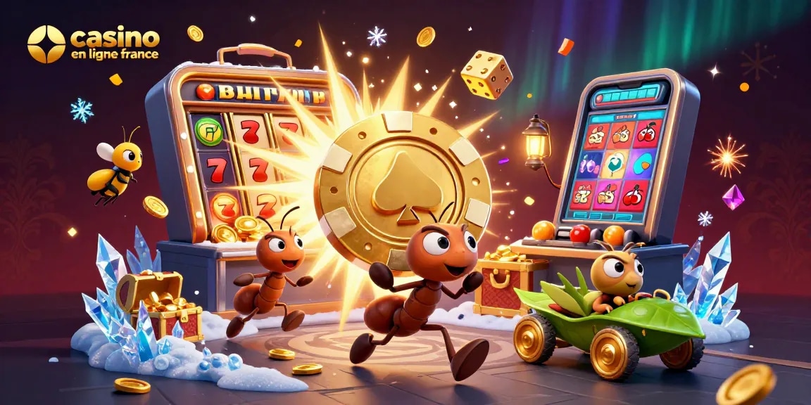 Les fourmis transportent une puce de poker géante dans un tunnel, illustrant le casino en ligne france.