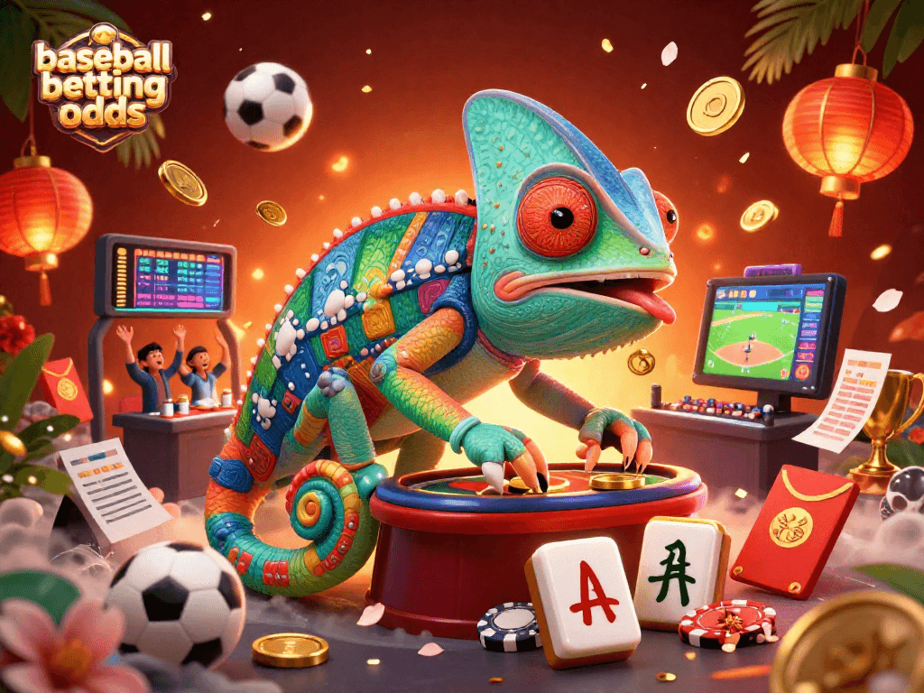 Engage with baseball betting odds in a vibrant 3D scene showcasing dynamic sports elements and a lively atmosphere.