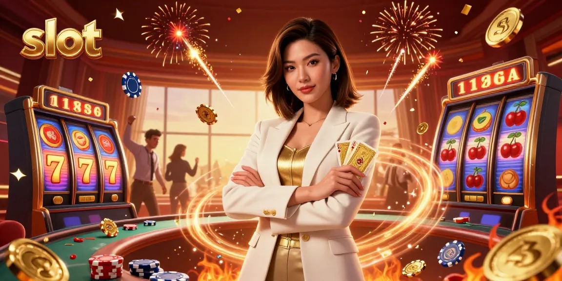Spin the slot reels and win with vibrant casino elements in this stunning digital illustration.