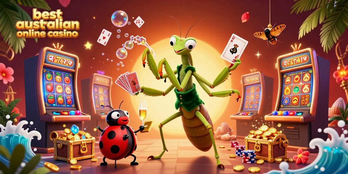 Giant card sharp in a vibrant casino scene, showcasing the best australian online casino experience.