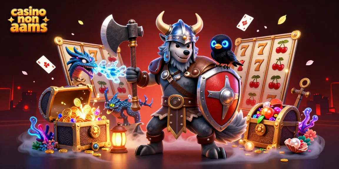 Partecipa a un emozionante gioco nei casino non aams con un guerriero vichingo illustrato e un drago.