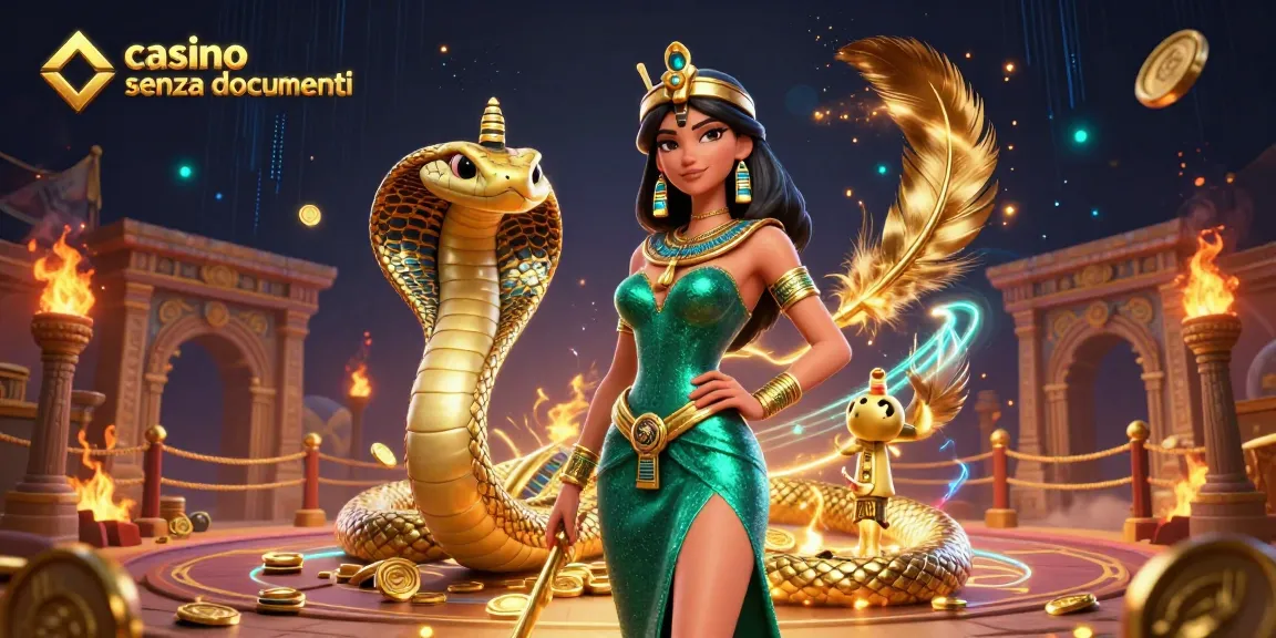 Scopri l'emozione del casino senza documenti in un'illustrazione 3D vibrante che mostra elementi dorati e un'atmosfera di gioco immersiva.