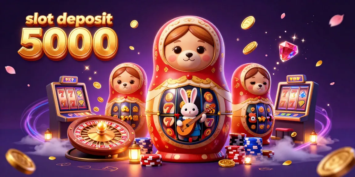 Experience the thrill with slot deposit 5000 illustrations featuring playful characters, casino elements, and vibrant energy.
