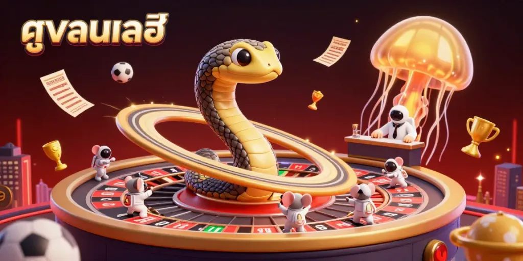Experience the thrill of live sports betting with a dynamic scene featuring cartoon elements and "ดูบอลสด".