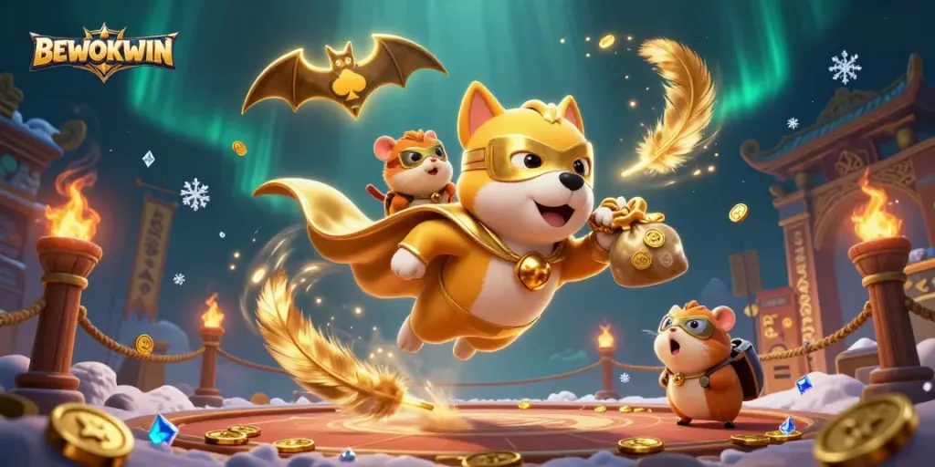 BEWOKWIN mempersembahkan keseruan bermain dengan anjing superhero dengan tas koin emas
