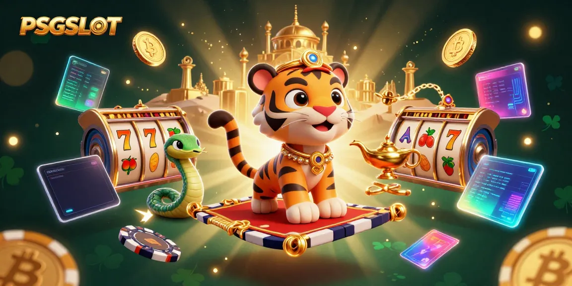 Gali RTP slot gacor PSGSLOT dengan berbagai simbol keberuntungan pada gambar 3D.