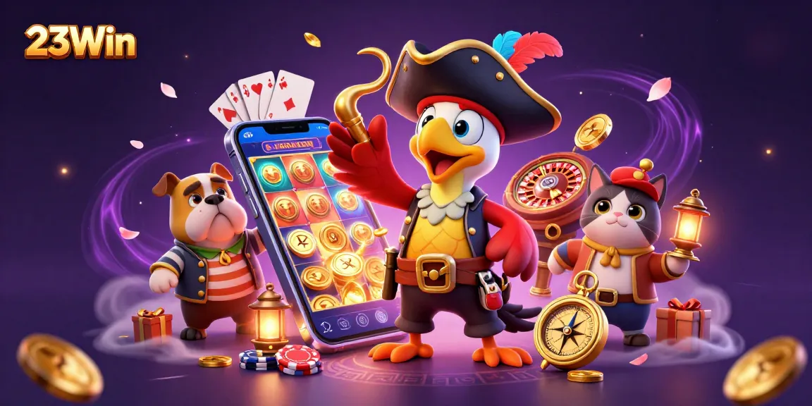 Experience thrilling gaming with 23Win's exciting characters and action-packed casino elements.