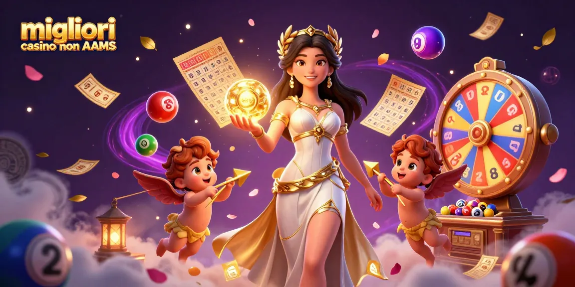 Vivi l'emozione nei migliori casino non AAMS con questa vivace illustrazione 3D che rappresenta giochi e premi sontuosi.