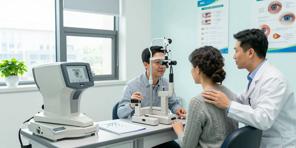 SNU Eye Clinic - Personalized eye care and advanced testing in a modern examination room with a healthcare professional assisting a patient.