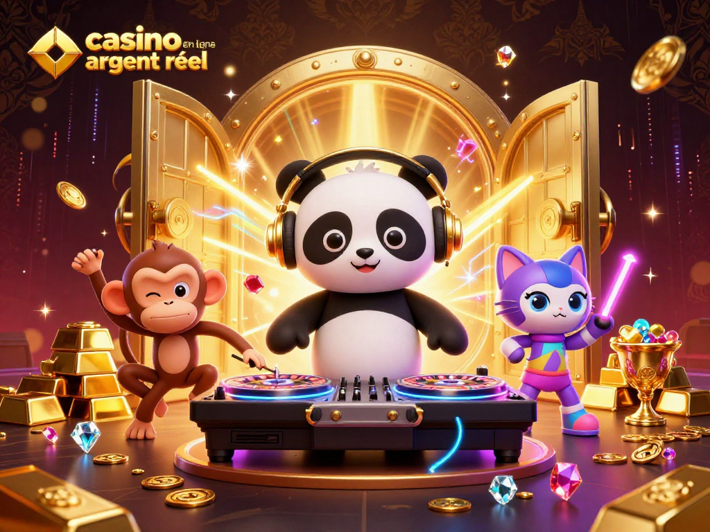 Vivez l'expérience du casino en ligne argent réel avec un panda DJ et une ambiance festive remplie de trésors.