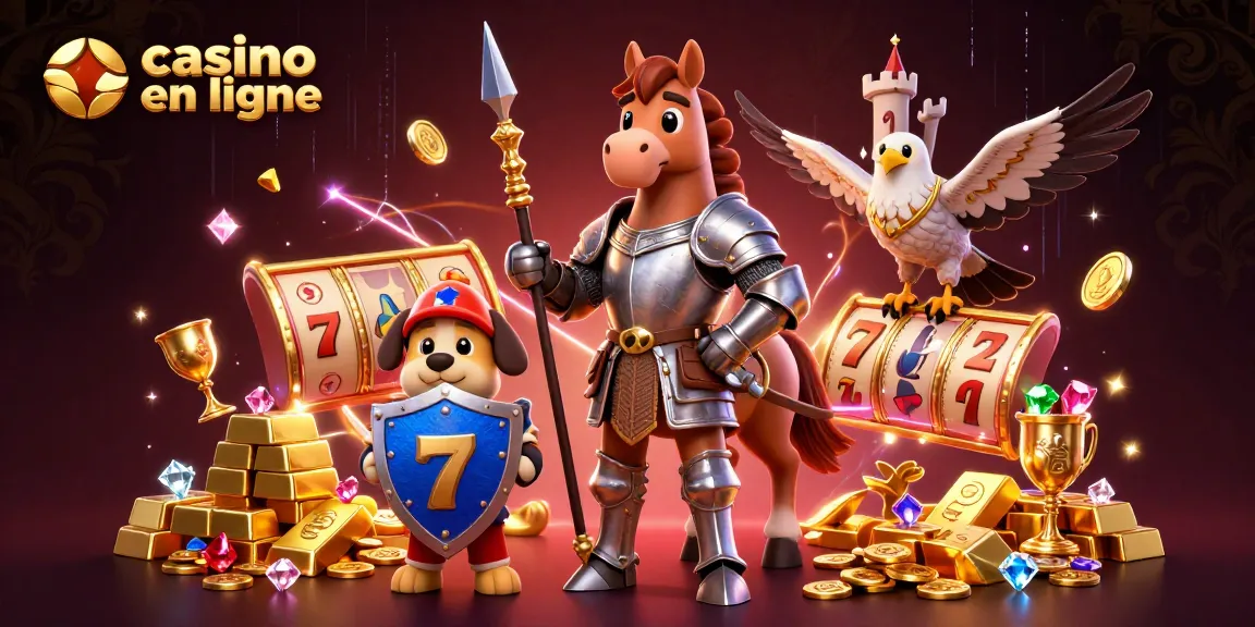 Vivez l'excitation au casino en ligne avec un chevalier, un chiot et un faucon au milieu d'un trésor.