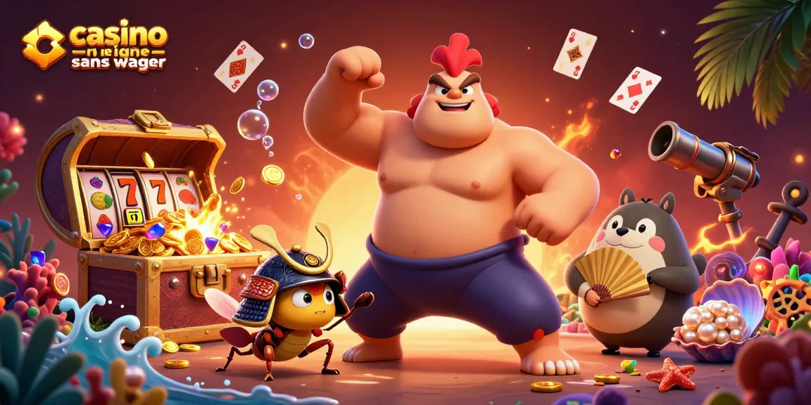 Image d'un sumo en tenue traditionnelle avec un cricket guerrier, représentant un casino en ligne sans wager captivant.