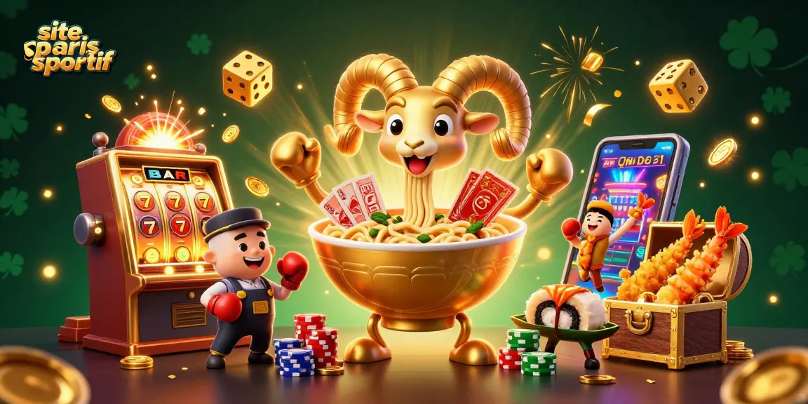 site paris sportif : Jouez avec une illustration dynamique de casino, avec des personnages amusants et des machines à sous animées.