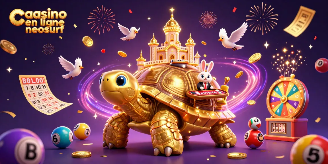 Plongez dans l'univers dynamique du casino en ligne Neosurf avec une scène colorée de loteries et de jeux de cartes.