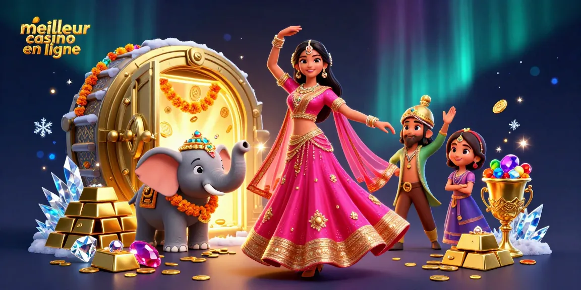 Découvrez le monde vibrant de meilleur casino en ligne à travers une riche illustration 3D mettant en scène des personnages animés et des trésors.