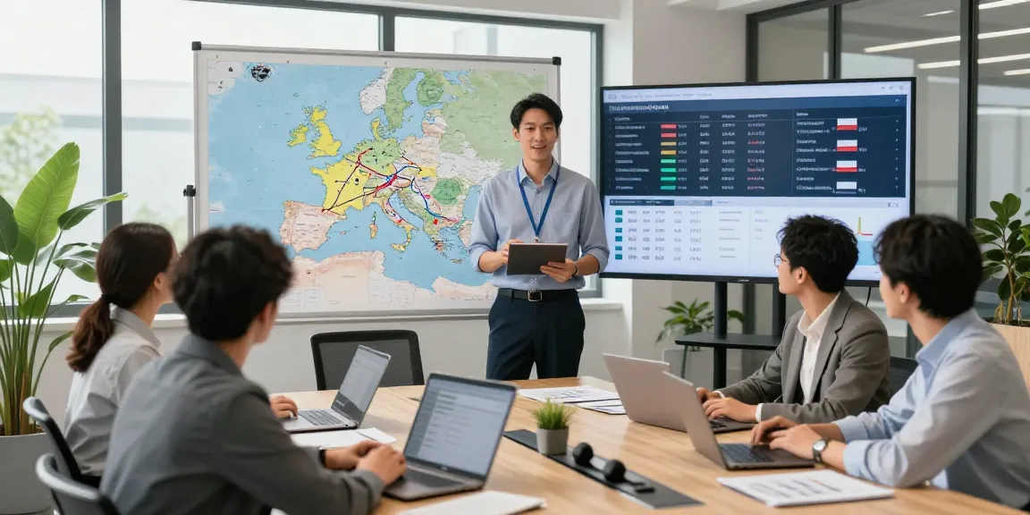 Transporte Dortmund: Effiziente internationale Transportlösungen im Büro mit Teamarbeit.