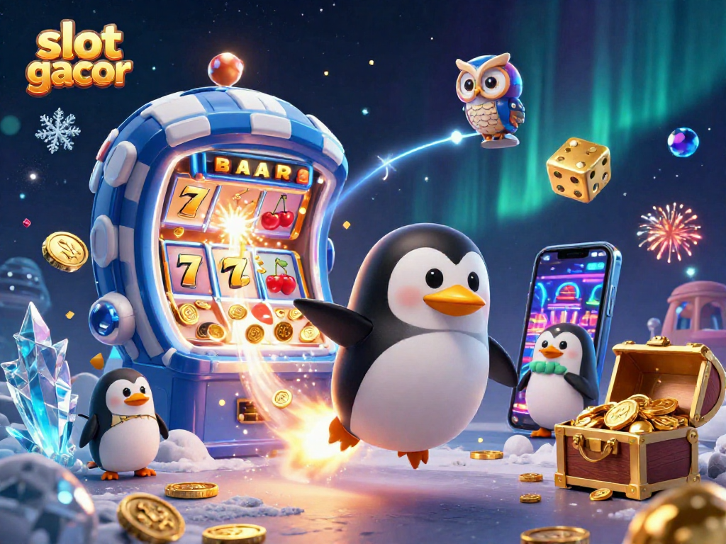 Experience the excitement of slot gacor with a golden penguin, jackpot thrills, and vibrant casino action.