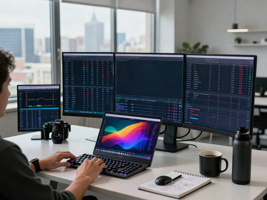 Real-time 美股实时行情API in a modern cryptocurrency trading workspace showcasing dashboards and charts.
