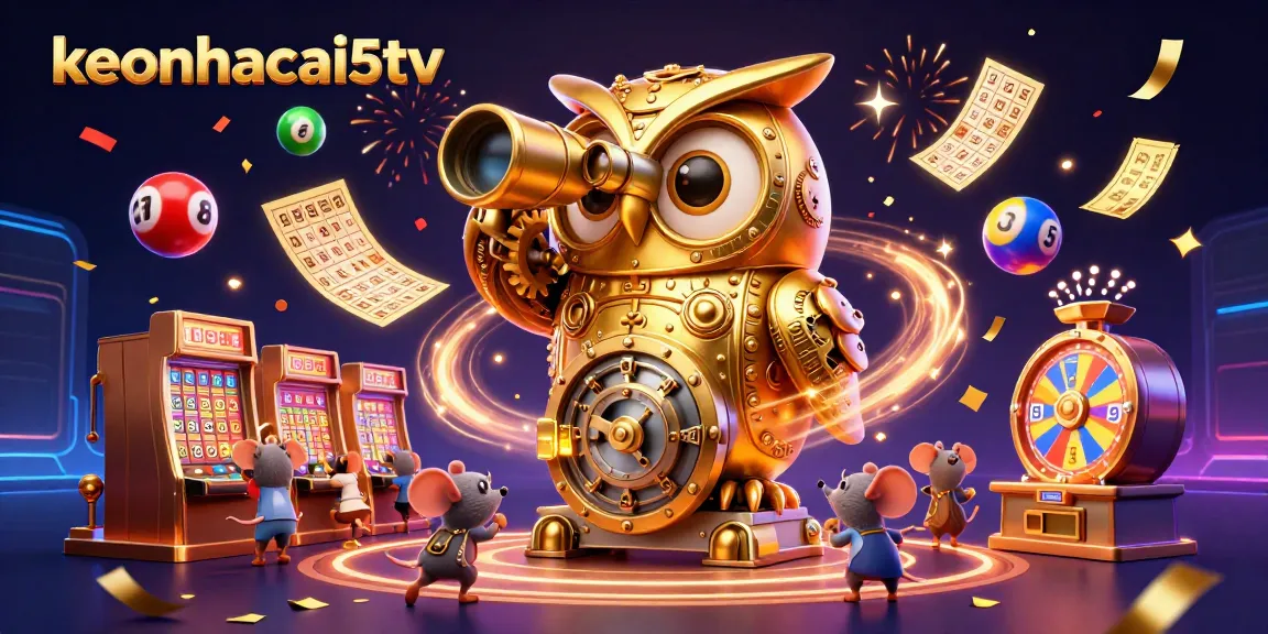 Experience excitement with keonhacai5tv's animated casino scene featuring lively characters and dynamic game elements.