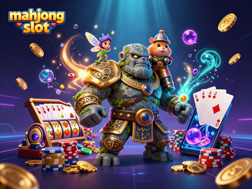Experience the thrill of mahjong slot with enchanting characters in a vibrant 3D casino scene.