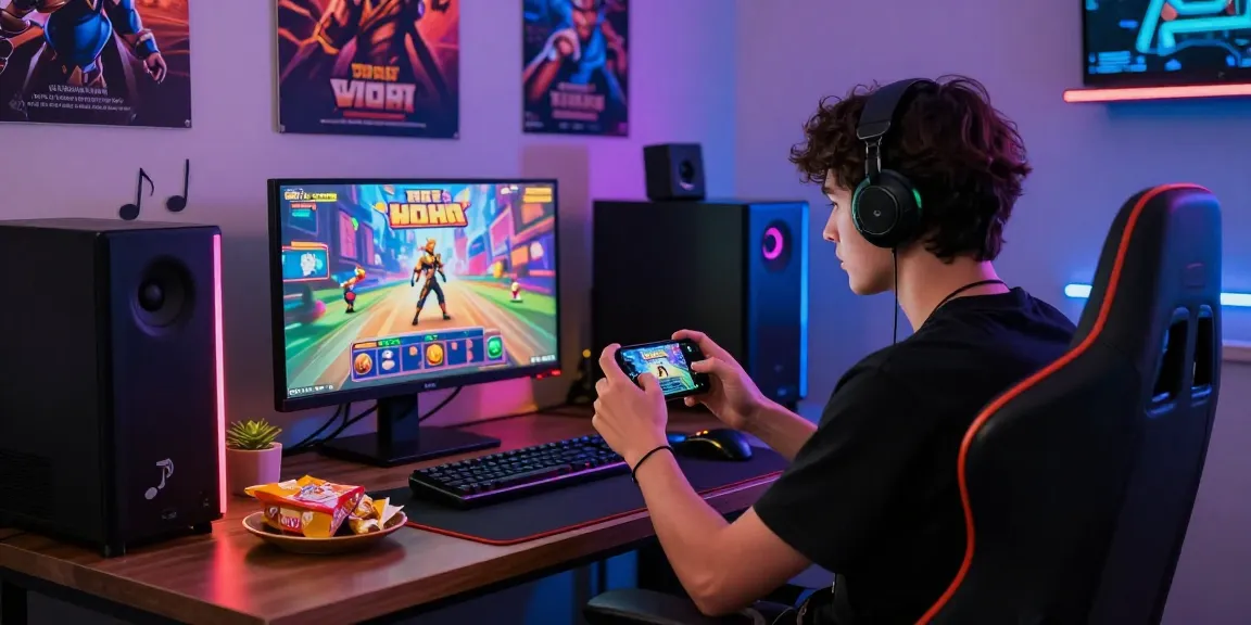cipung138 bermain slot game terbaru di meja gaming modern dengan suasana ceria dan menyenangkan.