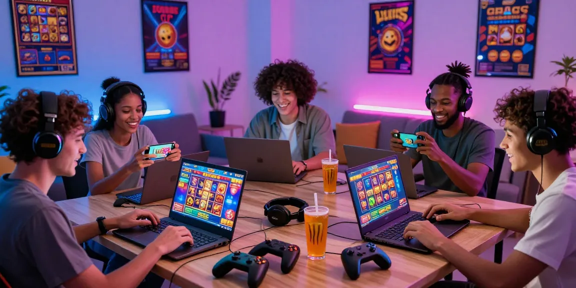 Players enjoying สล็อตวอลเล็ท games in a lively gaming room.