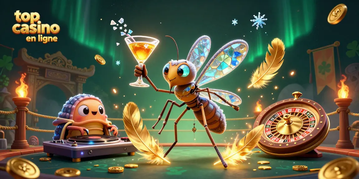 Découvrez les merveilles du top casino en ligne avec un moustique et un trilobite dans une scène ludique.