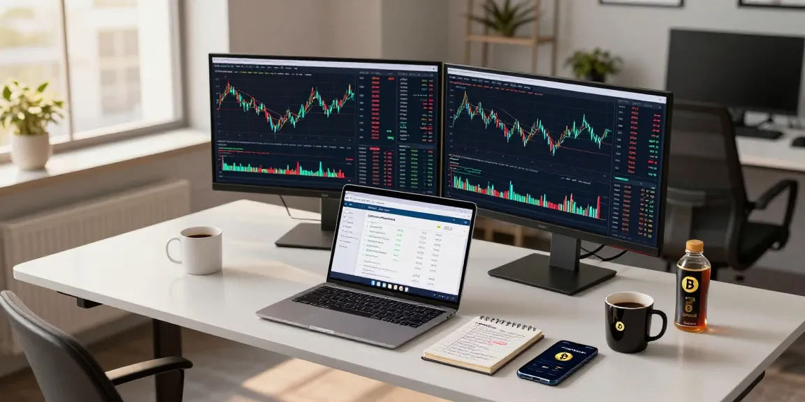 Cricbet99 cryptocurrency trading workspace with live market data screens and digital wallet setup.
