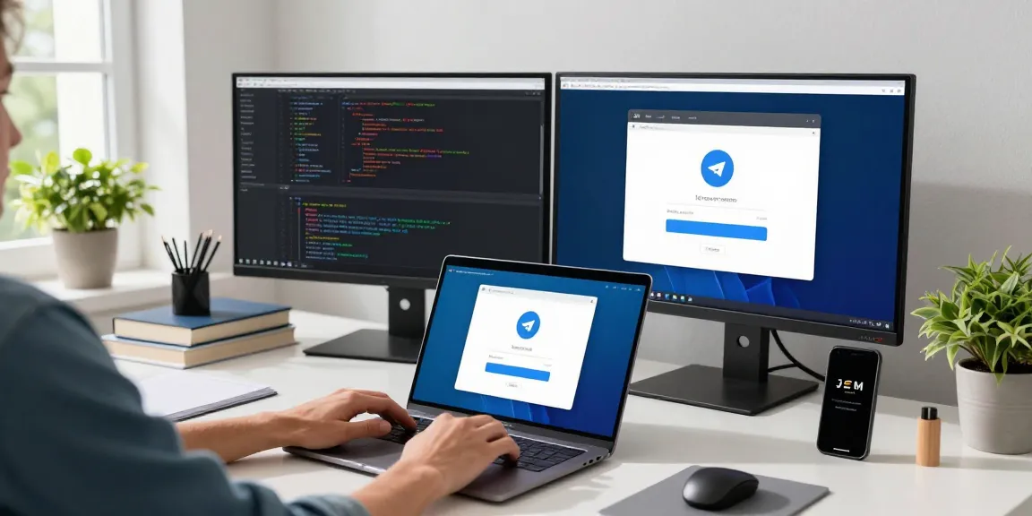 Engaging scene of telegram china web login on a modern laptop in a bright office environment showcasing productivity.