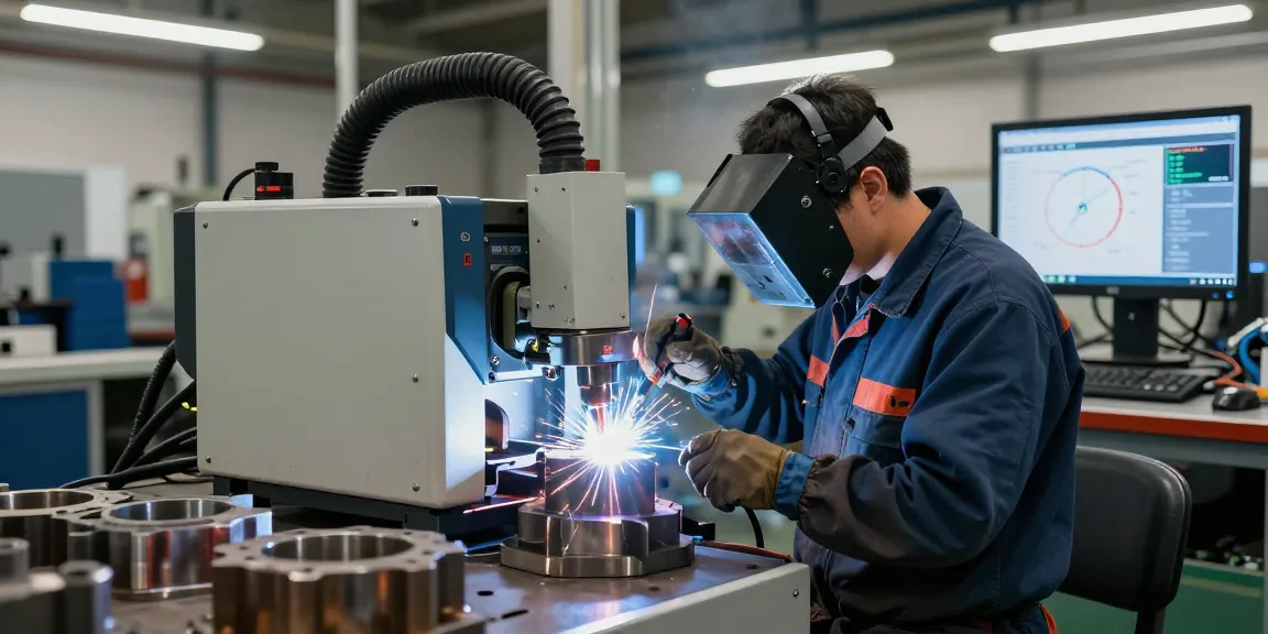 Induction welder in action, demonstrating precision in metal fabrication.