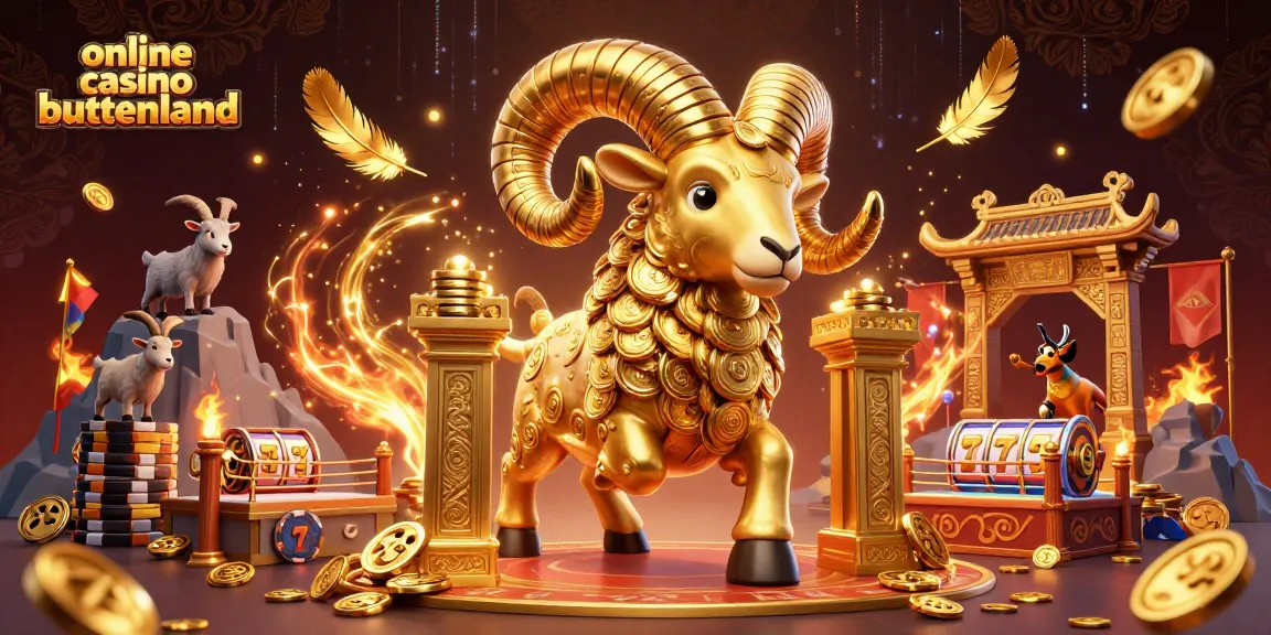 Experience the excitement of online casino buitenland with a golden ram charging through a vibrant casino scene