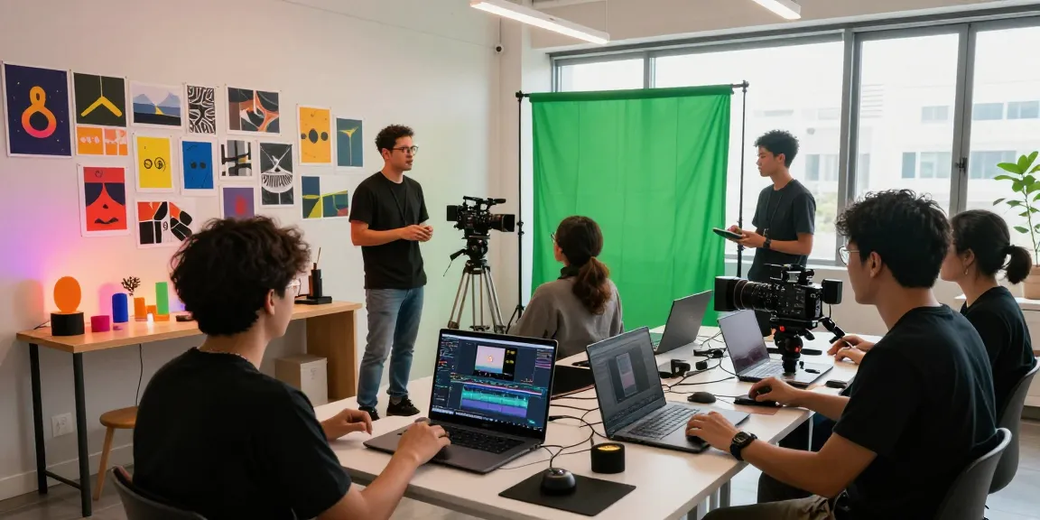 Dynamic scene of Dreambox Studio Singapore team collaborating on a creative video project.