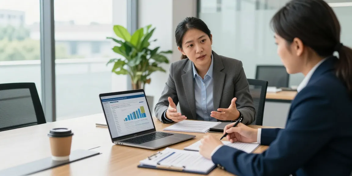 Business discussion on merchant cash advance options in a professional office setting.